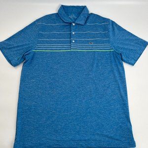 Vineyard Vines Performance Polo Golf Blue Stripes Mens L